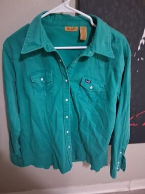 Wrangler Teal Snap-Front Western Shirt